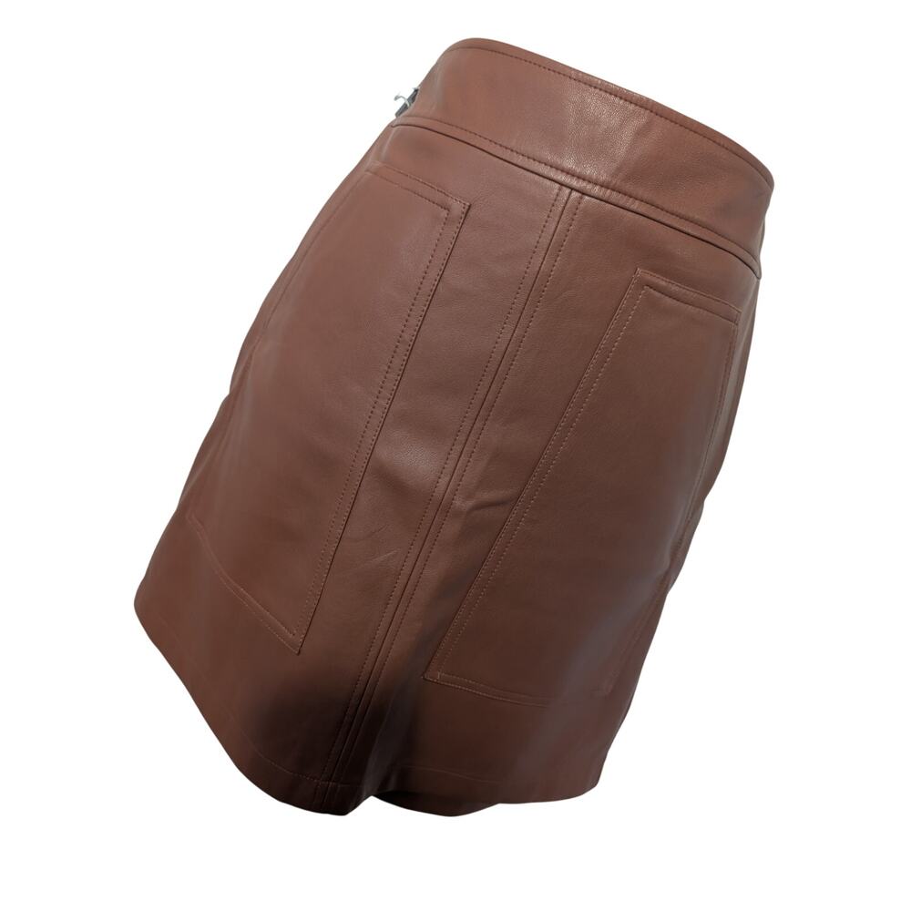 NWT@$80! LOFT! PECAN BROWN VEGAN LEATHER PENCIL STYLE POCKETED SKIRT! SZ 4